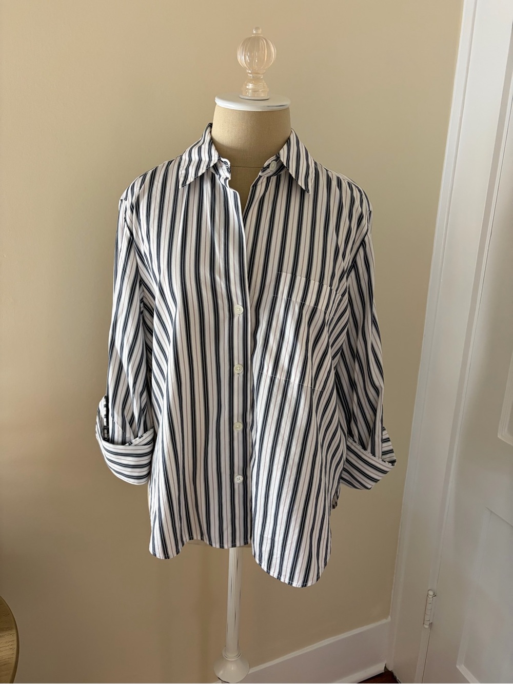 Madewell Navy & White Vertical Stripe Button-Down Shirt